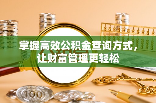南部掌握高效公积金查询方式，让财富管理更轻松